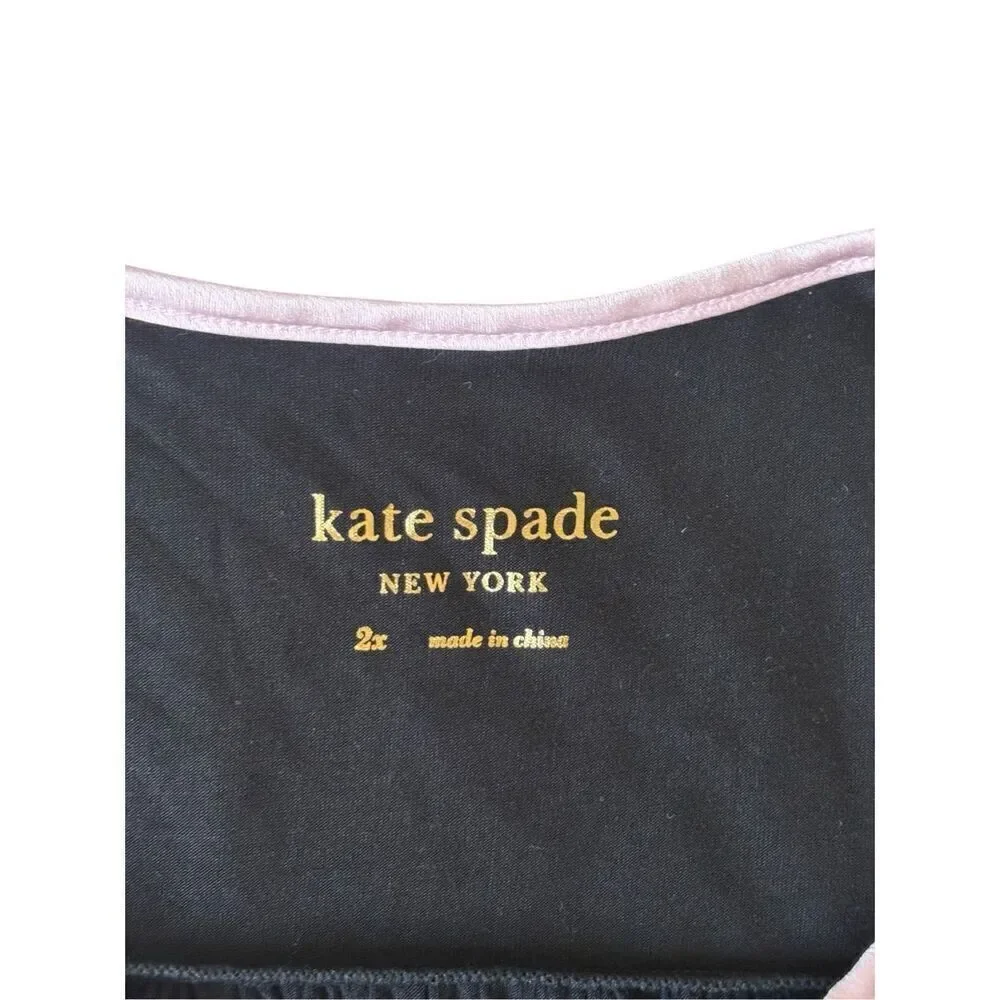 NEW Kate spade Jersey Knit Chemise Black Pink Bows size 2X‎